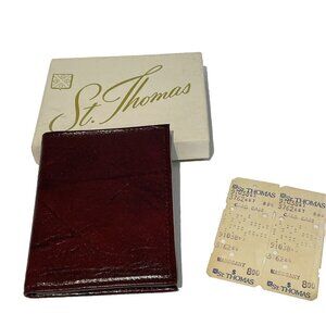 Vintage St. Thomas Men's Mahogany Card Case Wallet Mahogany Cowhide Leather 60s